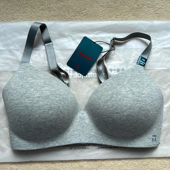 Tommy John Other - Tommy John Heather Grey Cool Cotton Lightly Lined Wireless Bra Size 34D